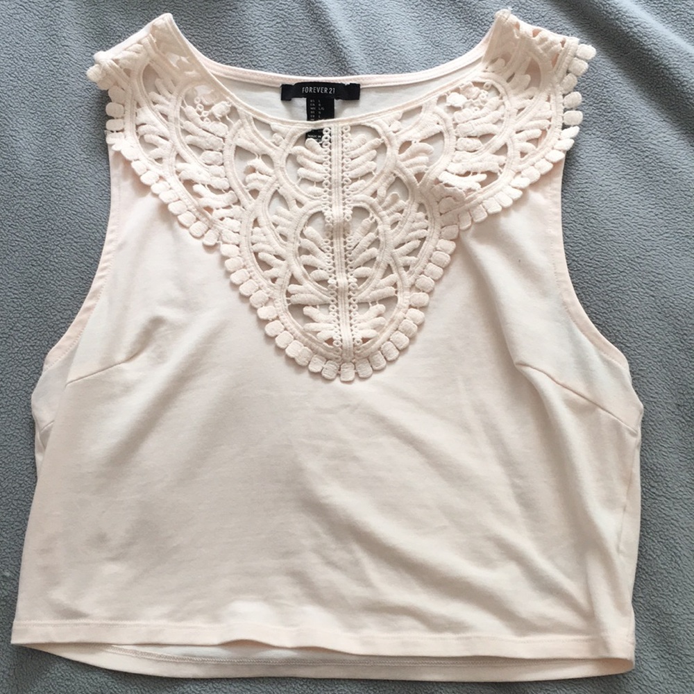 Embroidered crop tank top